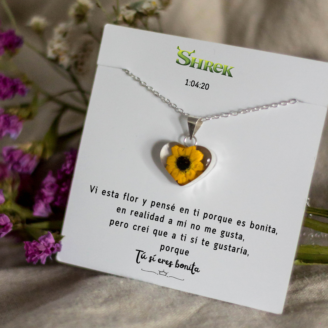 Collar de Girasol Encapsulado: Un regalo Inspirado en Shrek