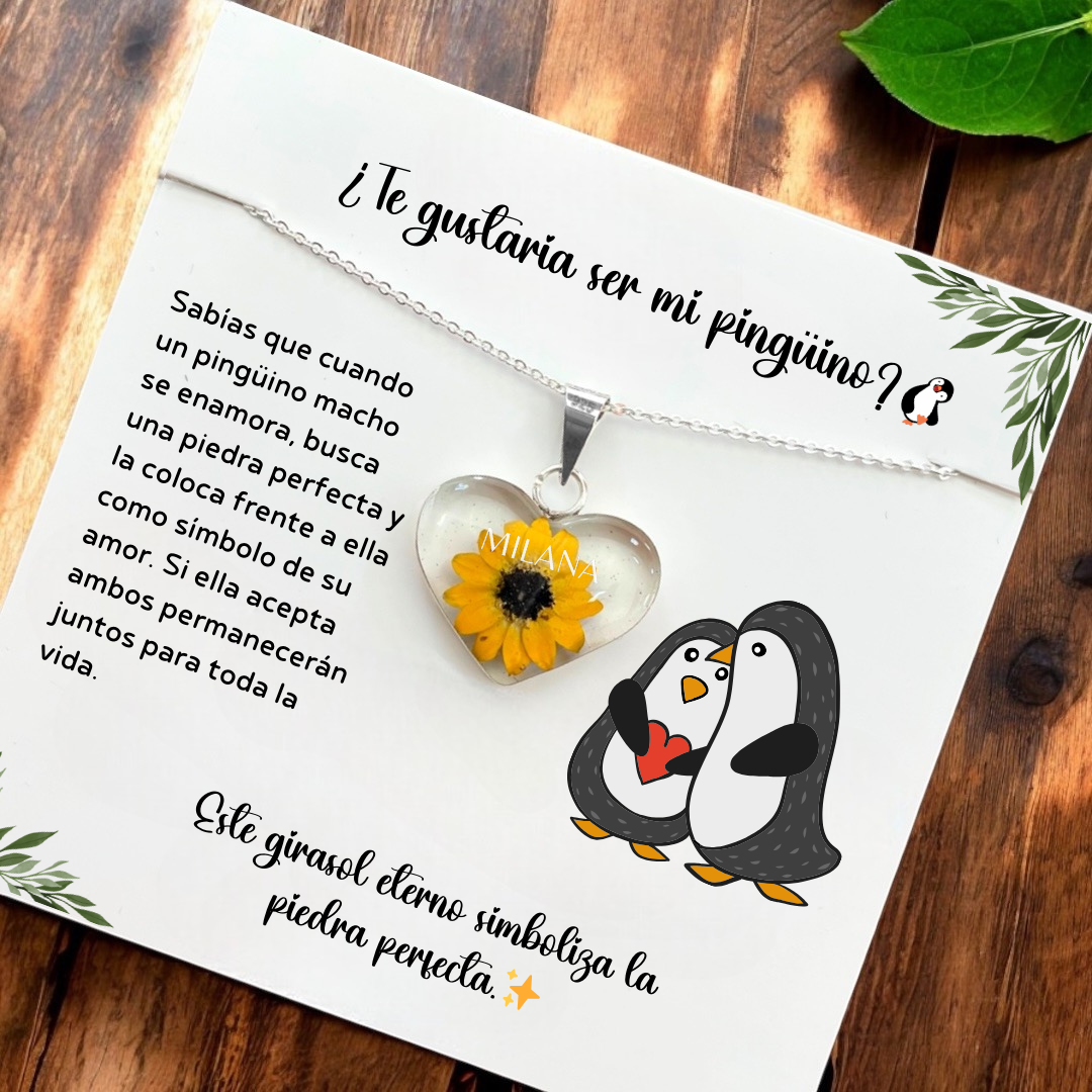 Collar de Girasol Eterno: Un Símbolo de Amor Pingüino